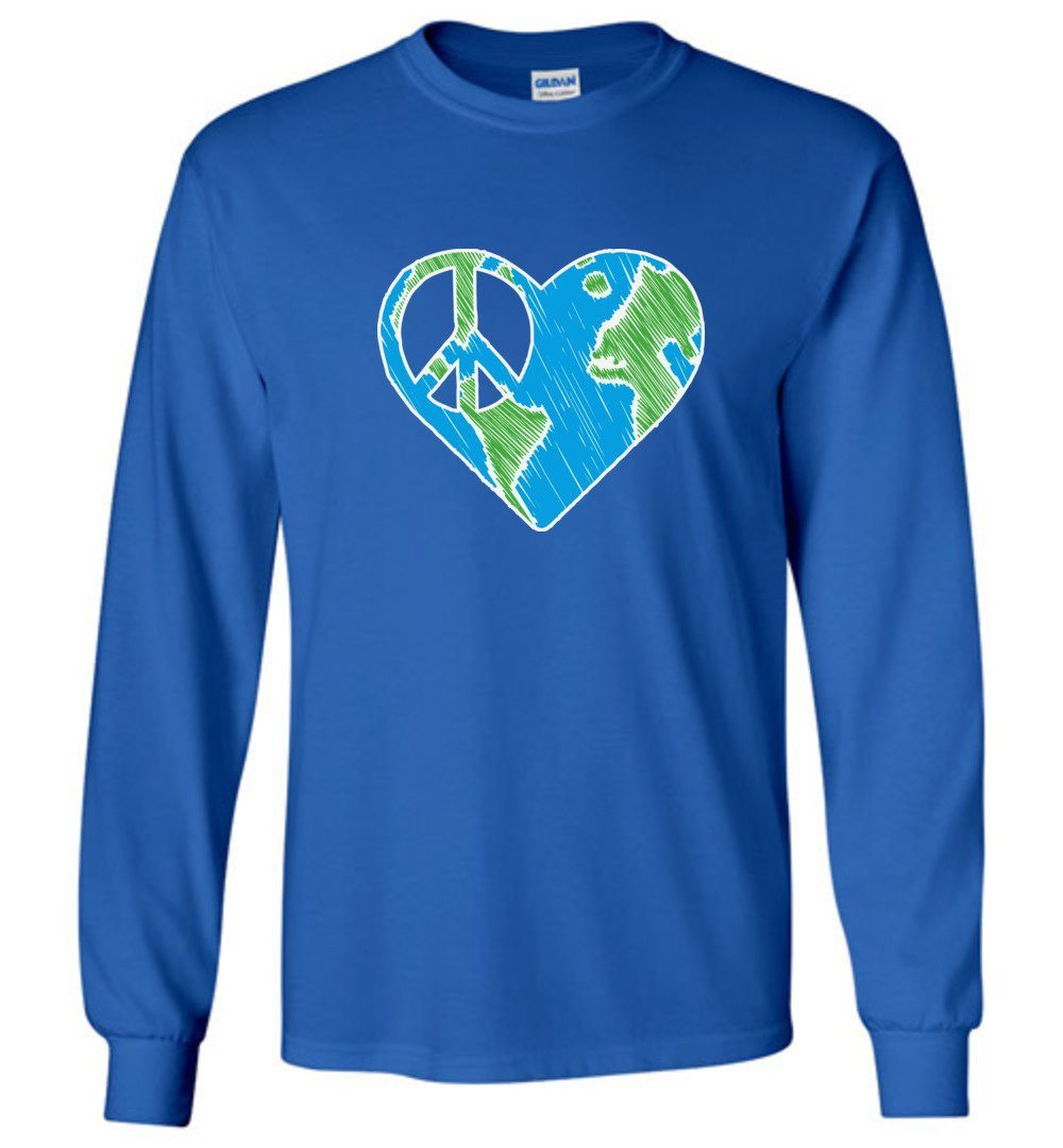 I Heart Peace T-shirts Heyjude Shoppe Long Sleeve Tee Royal Blue S