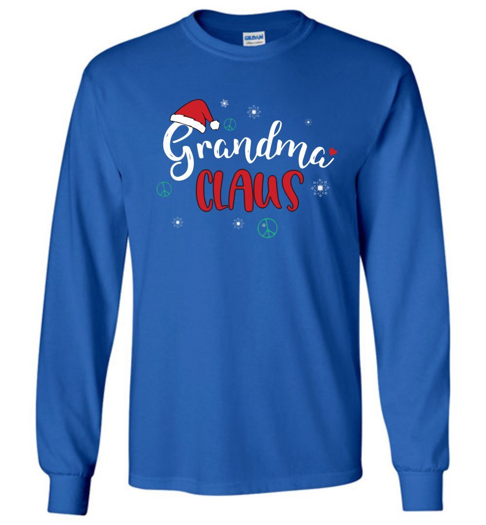 Funny Grandma Claus - 2020 Holiday T-Shirts Heyjude Shoppe Long Sleeve Tee Royal Blue S