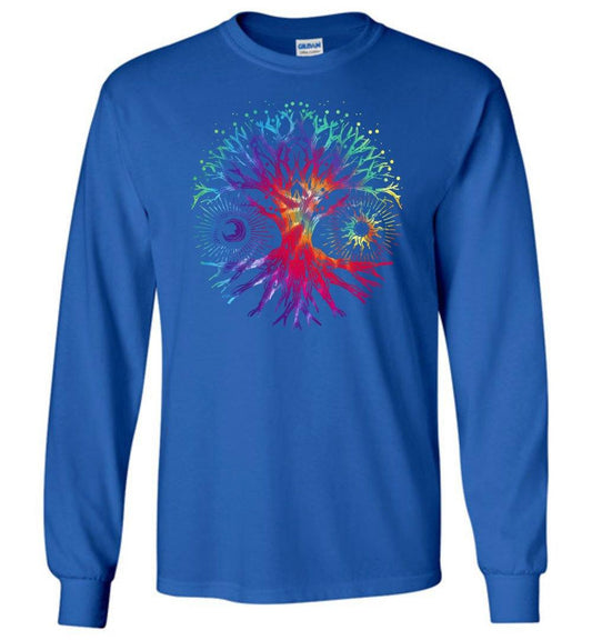 Tie Dye Tree Of Life Long Sleeve T-Shirts Heyjude Shoppe Royal Blue S 