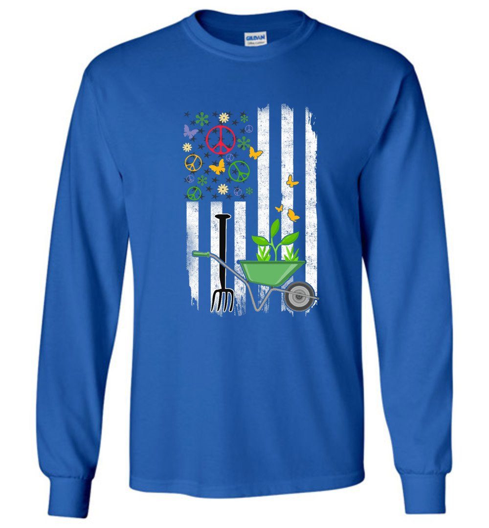 Gardening Flag T-shirts Heyjude Shoppe Long Sleeve Tee Royal Blue S