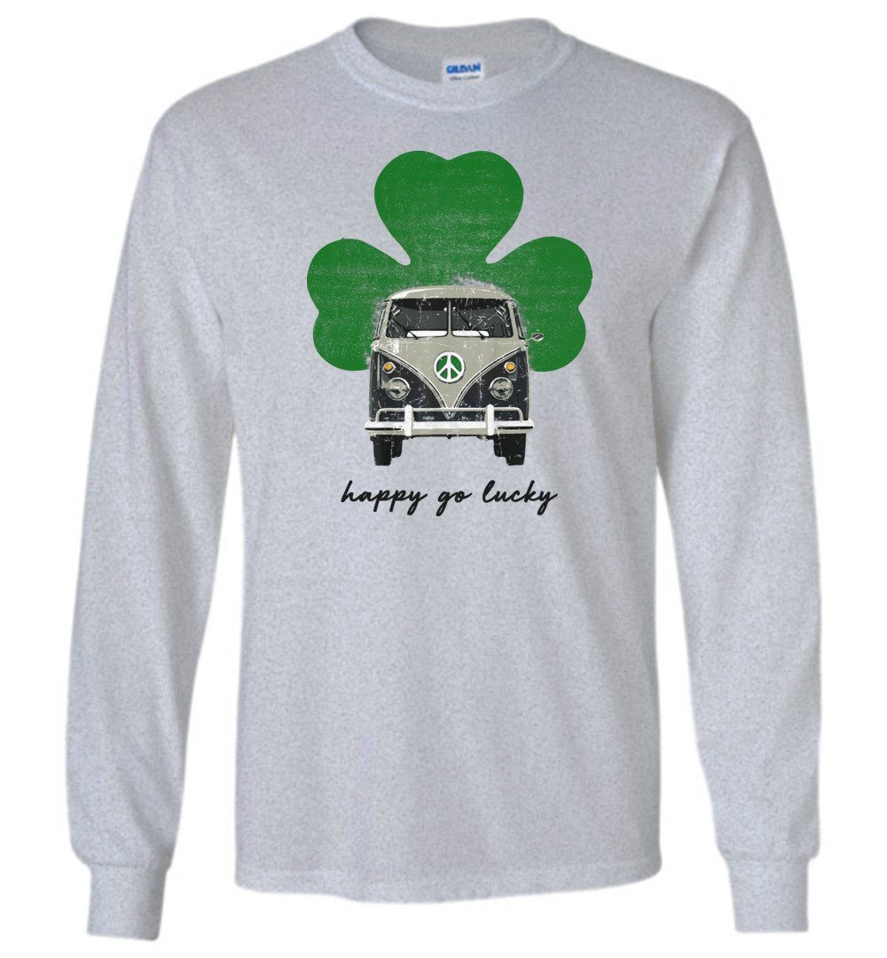 Hippie Van - Happy Go Lucky Long Sleeve T-Shirts Heyjude Shoppe Sports Grey S 
