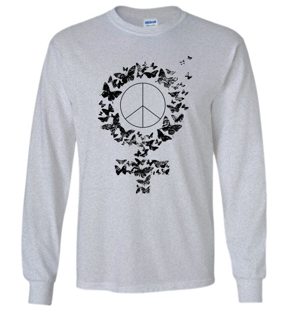 Peace Woman Long Sleeve T-Shirts Heyjude Shoppe Sports Grey S 