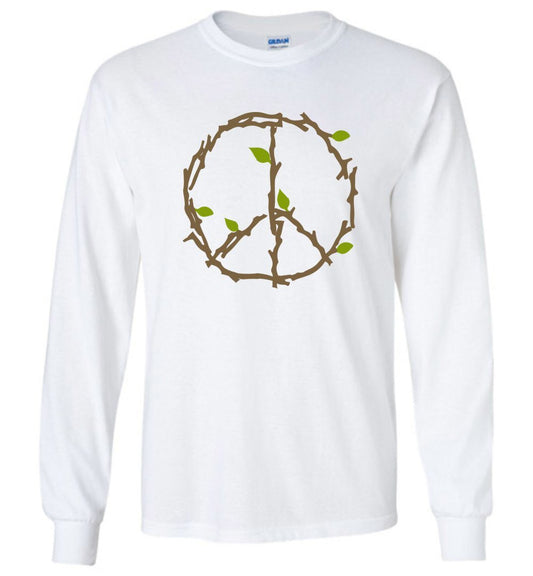 Branches And Leaves - Earth Day T-shirts Heyjude Shoppe Long Sleeve Tee White S
