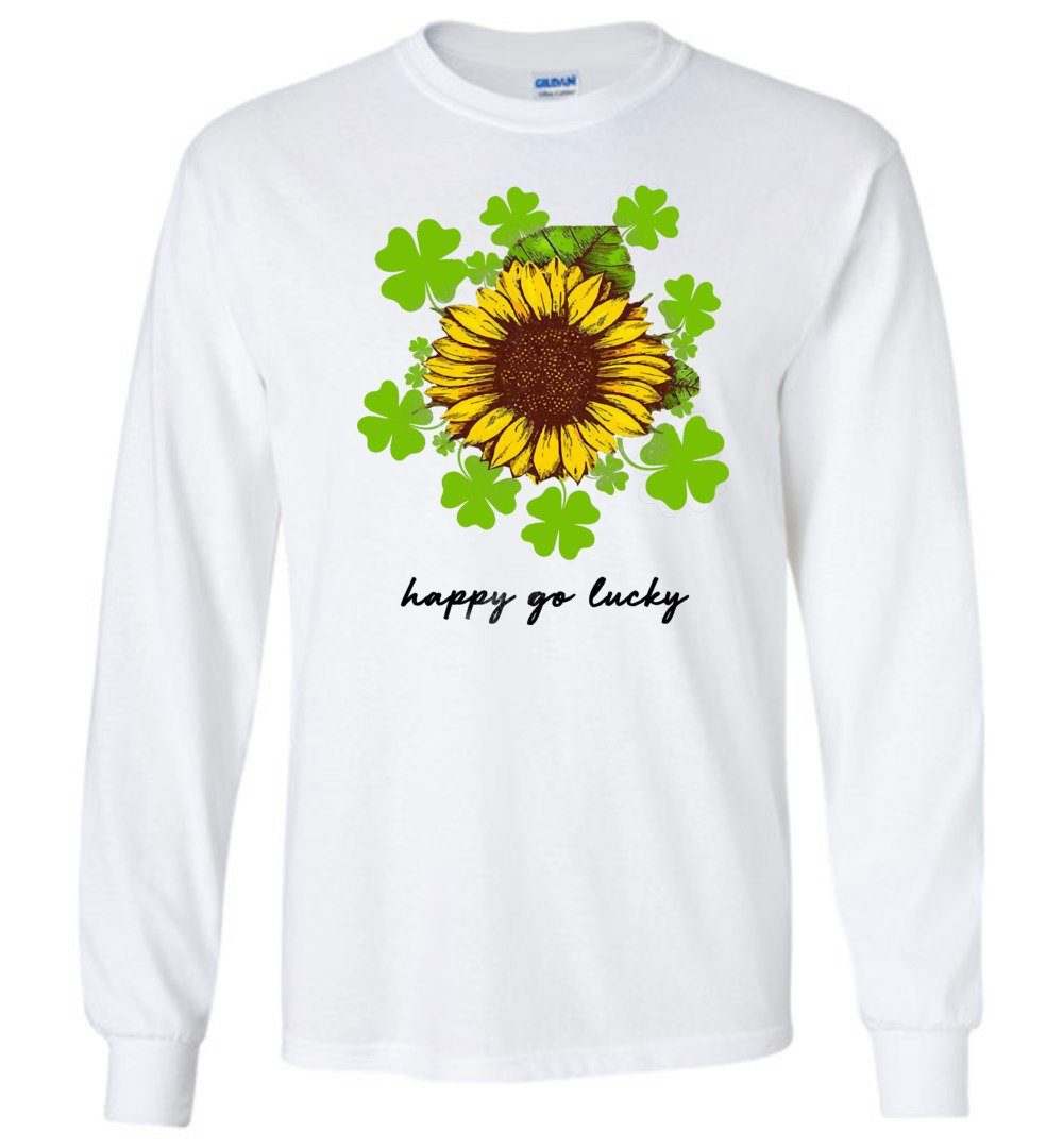 Sunflower - Happy Go Lucky Long Sleeve T-Shirts Heyjude Shoppe White S 