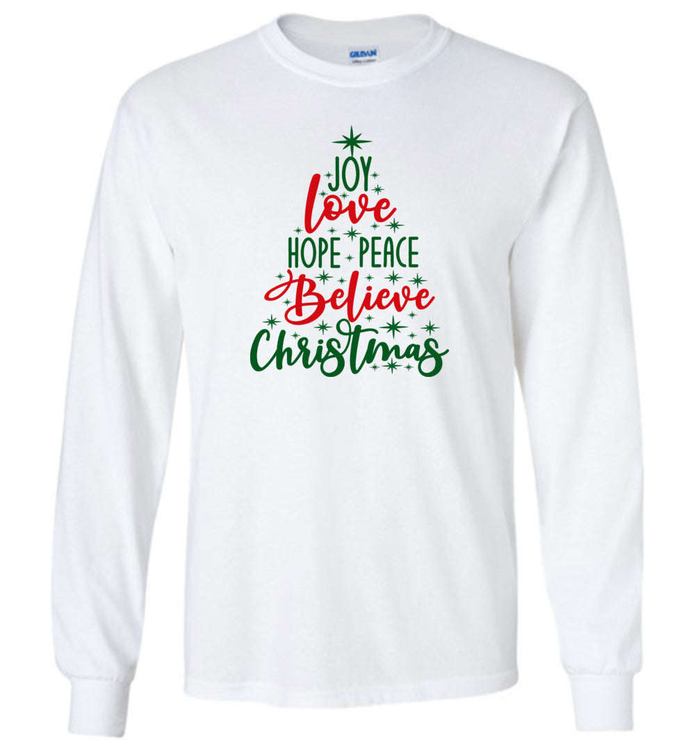Peace Love Joy Christmas Tree - Long Sleeve T-Shirt