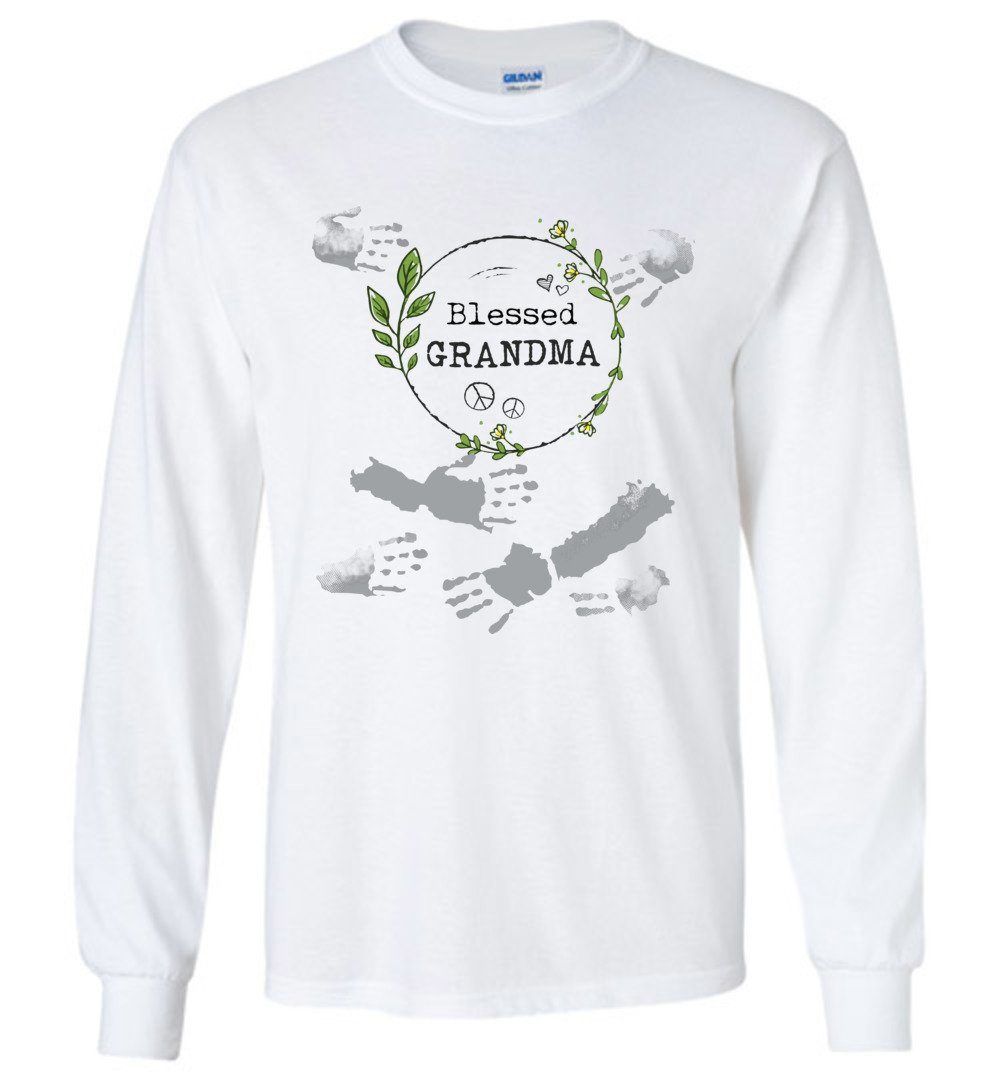Blessed Grandma T-shirts Heyjude Shoppe Long Sleeve Tee White S