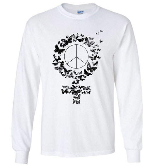 Peace Woman Long Sleeve T-Shirts Heyjude Shoppe White S 