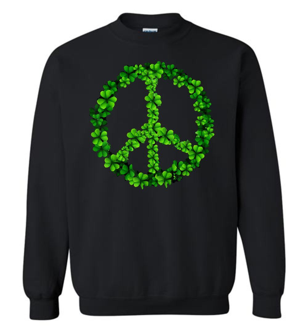 Shamrock Peace Sign Sweatshirt Heyjude Shoppe Black S 
