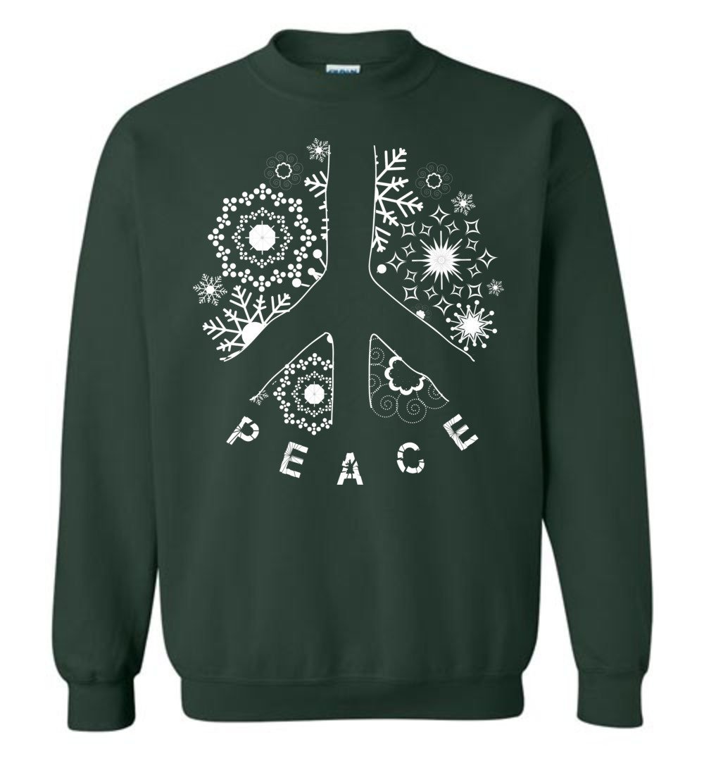 Peace Sign - Christmas Heyjude Shoppe Sweatshirt Forest Green S