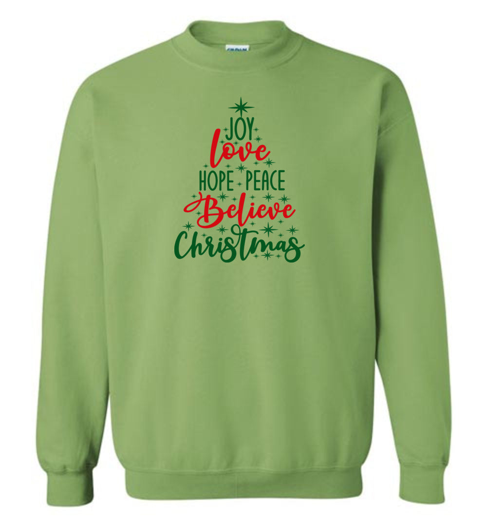 Peace Love Joy Christmas Tree Sweatshirt