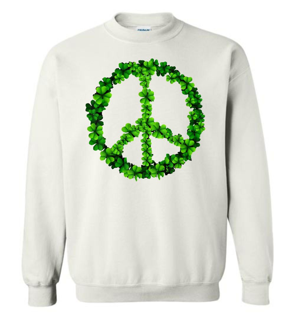 Shamrock Peace Sign Sweatshirt Heyjude Shoppe White S 