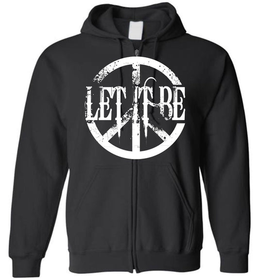 Let It Be Peace Gildan Zip Hoodie Heyjude Shoppe Black S 