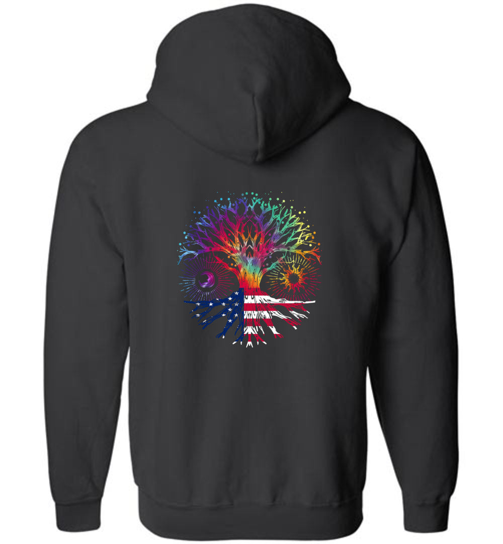 American Tie Dye - Tree of Life - Zip Hoodie