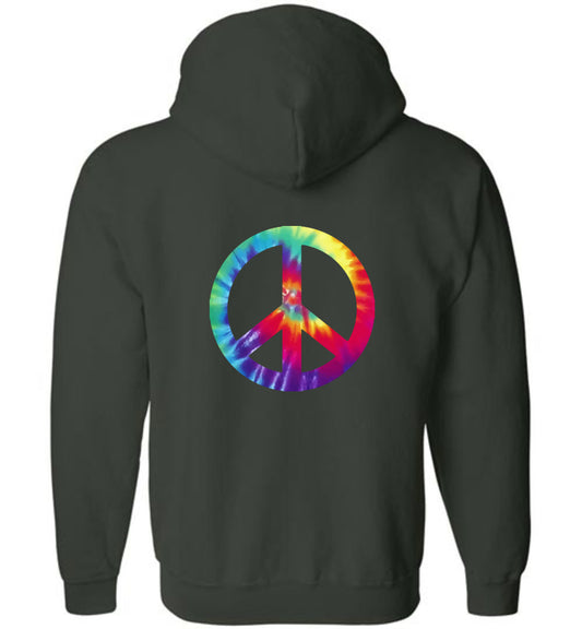 Tie Dye Peace Sign - Zip Hoodie