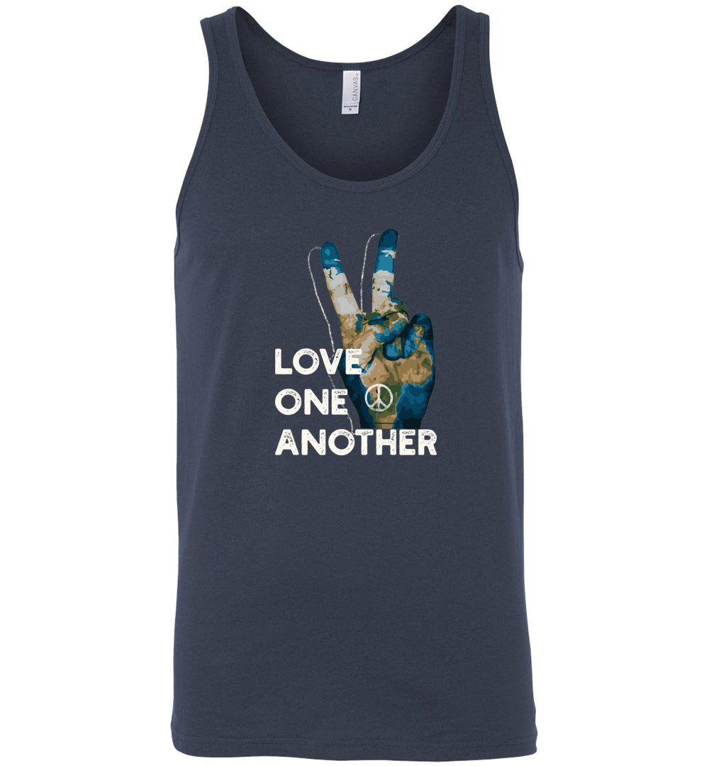 Love One Another - Peace Sign Tank Heyjude Shoppe Men's/unisex tank Navy S