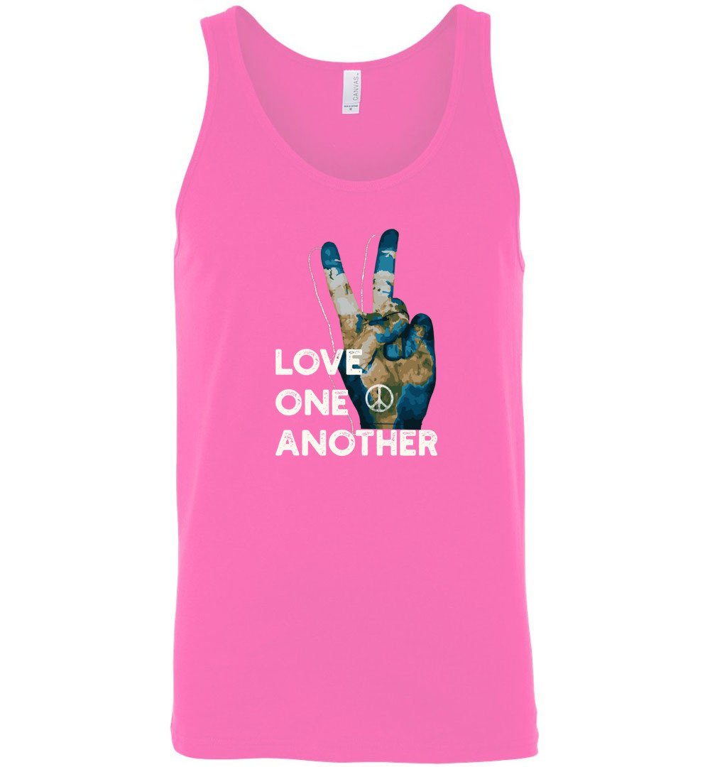 Love One Another - Peace Sign Tank Heyjude Shoppe Men's/unisex tank Neon Pink S
