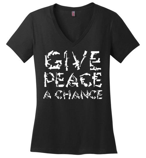 Give Peace A Chance V-Neck Tee Heyjude Shoppe Black S 