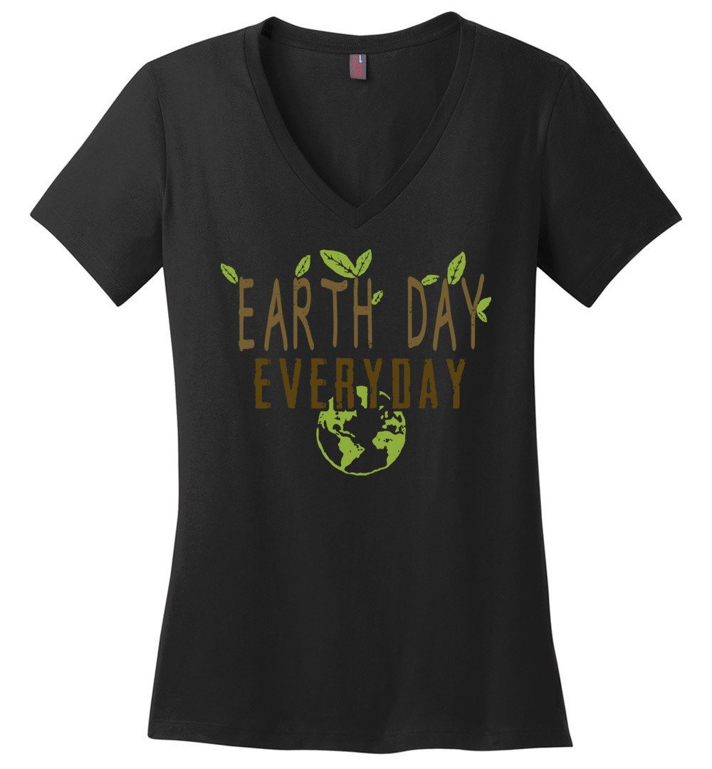 Earth Day Everyday T-shirts Heyjude Shoppe Ladies V-Neck Black XS