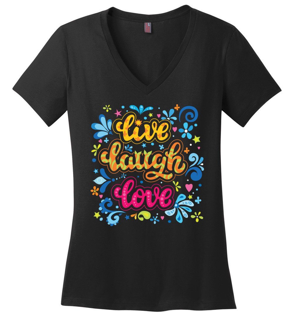 Live Laugh Love - Women's Vneck Heyjude Shoppe Black XS 