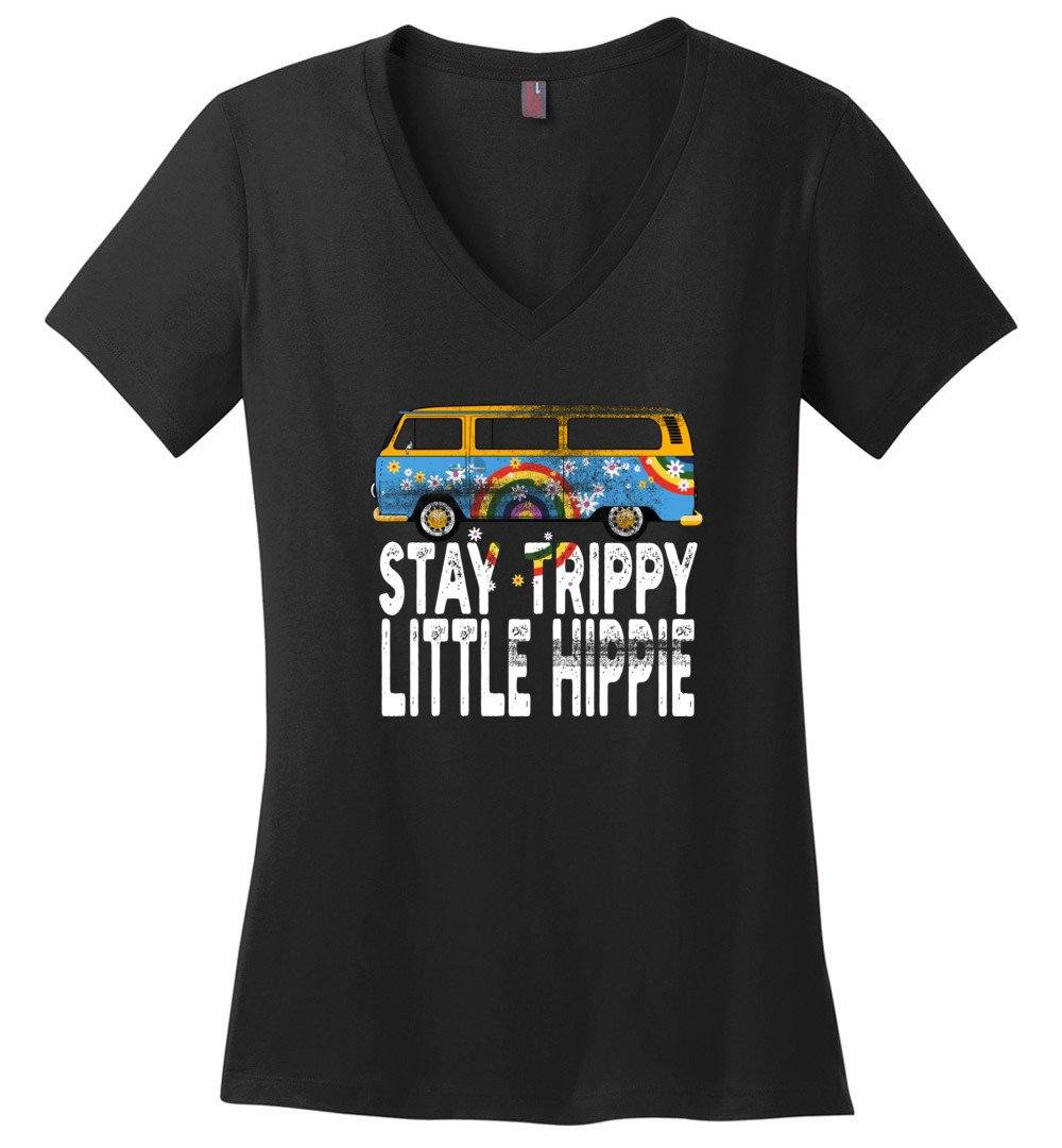 Tay Trippy Little Hippie - Women's Vneck Heyjude Shoppe Black XS 