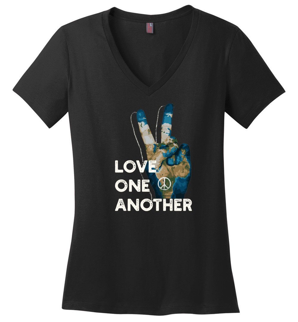 Love One Another Women's Vneck Heyjude Shoppe Black XS 