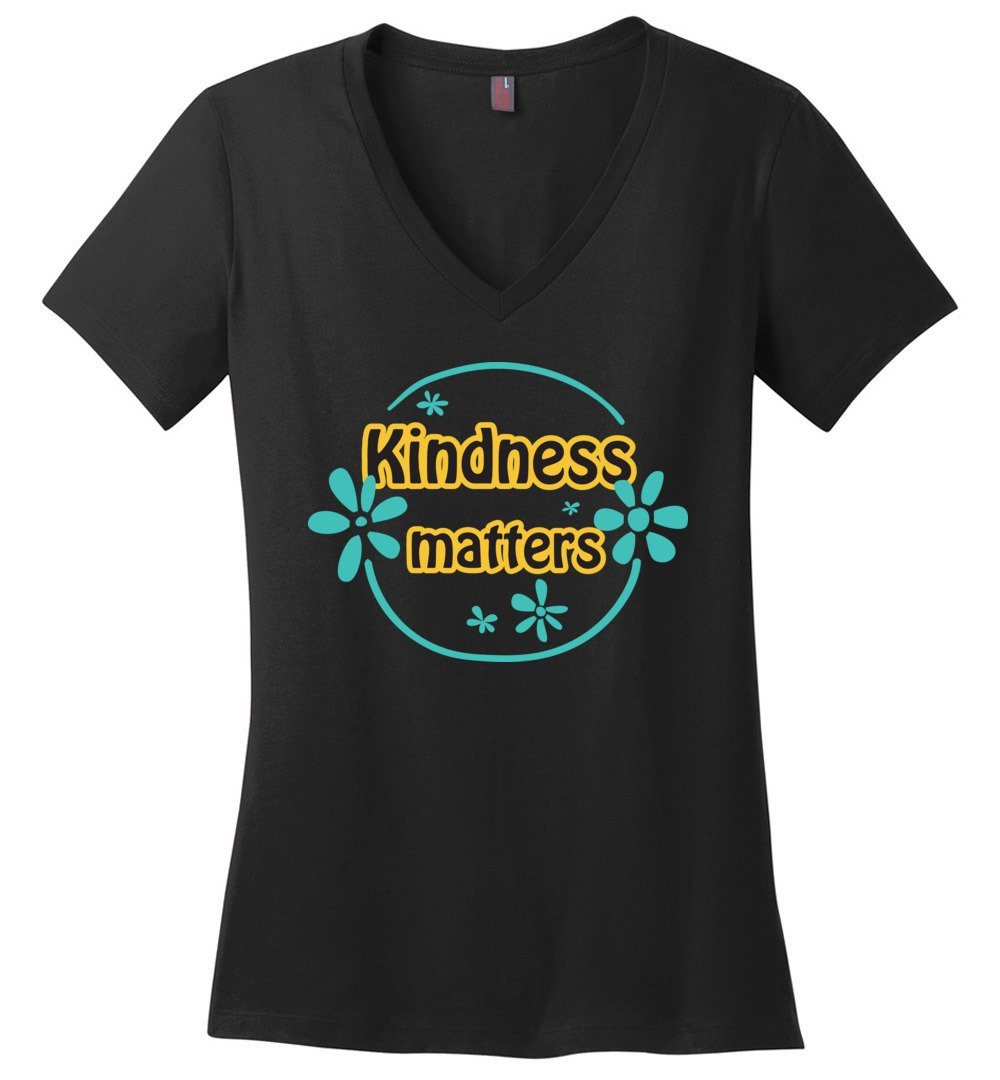 Kindness Matters T-shirts Heyjude Shoppe Ladies V-Neck Black XS