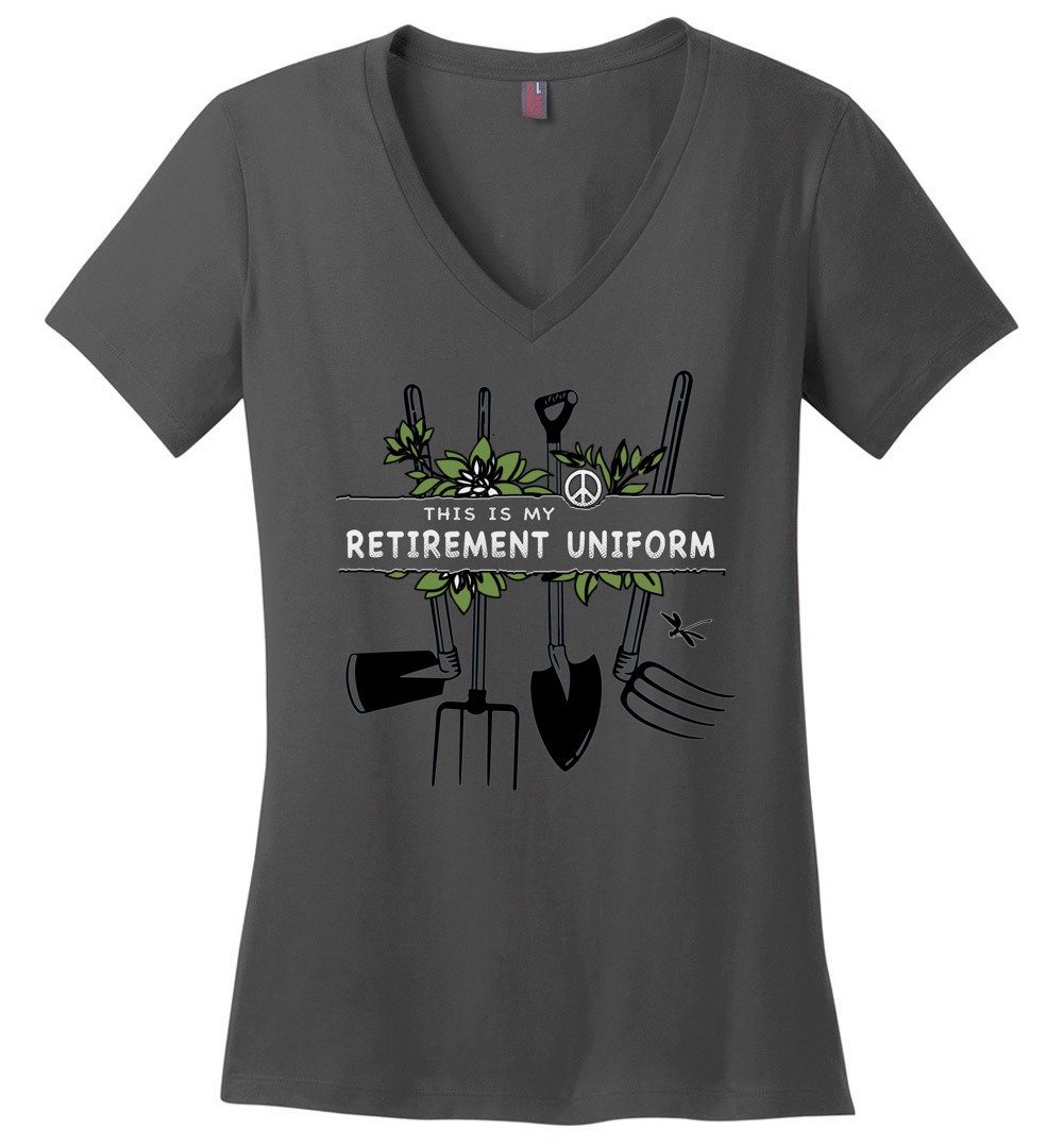 Funny Gardening T-shirts Heyjude Shoppe Ladies V-Neck Charcoal XS