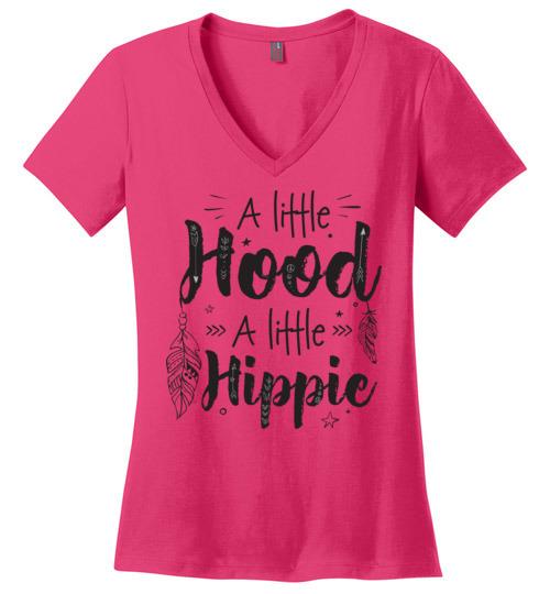 A Little Hood - A Little Hippie VNeck Tee Heyjude Shoppe Dark Fuchsia S 
