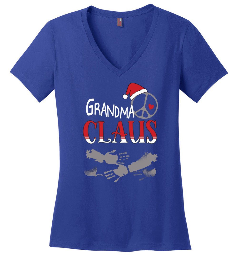 Funny Grandma Claus - 2020 Holiday Vneck Heyjude Shoppe Deep Royal XS 