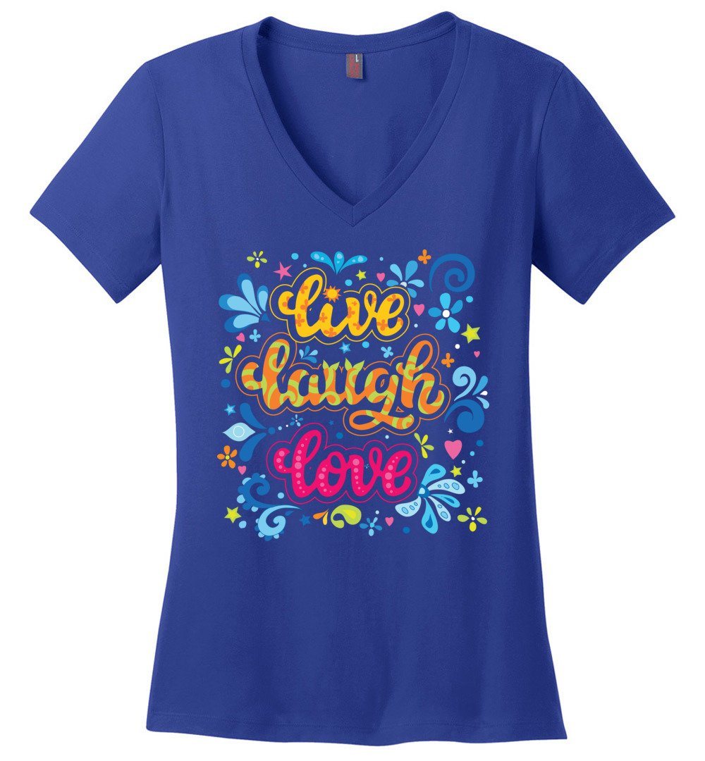Live Laugh Love - Women's Vneck Heyjude Shoppe Deep Royal XS 
