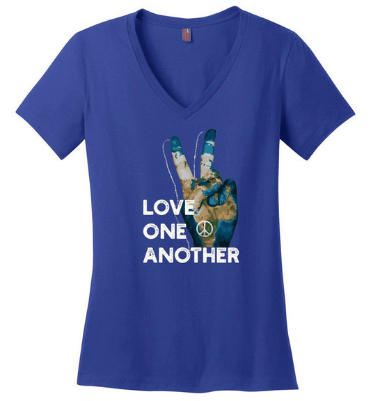 Love One Another Women's Vneck Heyjude Shoppe Deep Royal XS 