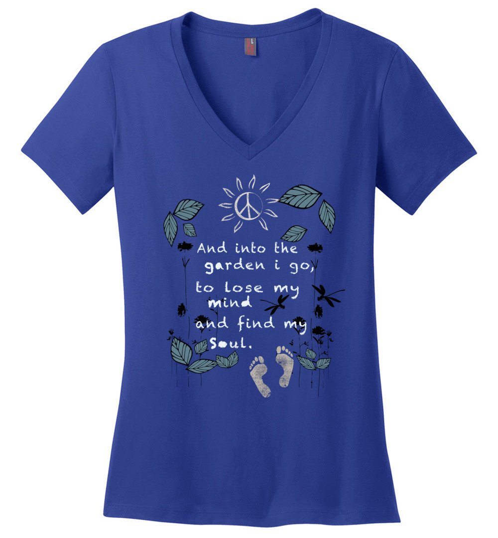 Into The Garden T-shirts Heyjude Shoppe Ladies V-Neck Deep Royal XS