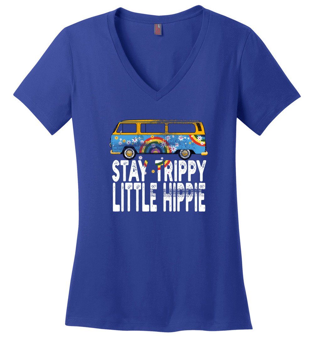 Tay Trippy Little Hippie - Women's Vneck Heyjude Shoppe Deep Royal XS 