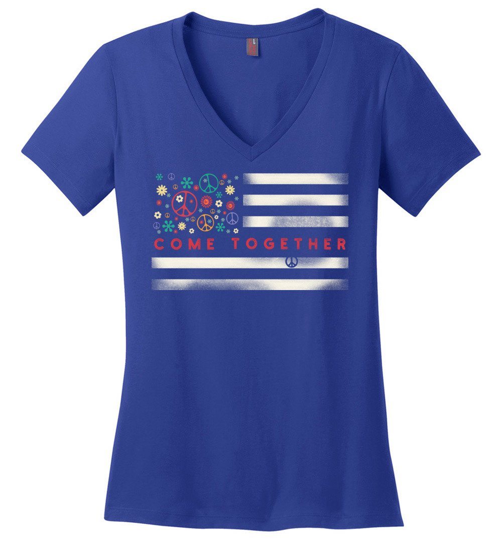 Come Together Featured T-Shirts Heyjude Shoppe Ladies V-Neck Deep Royal XS