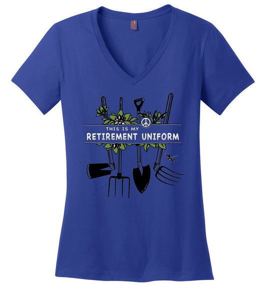 Funny Gardening T-shirts Heyjude Shoppe Ladies V-Neck Deep Royal XS