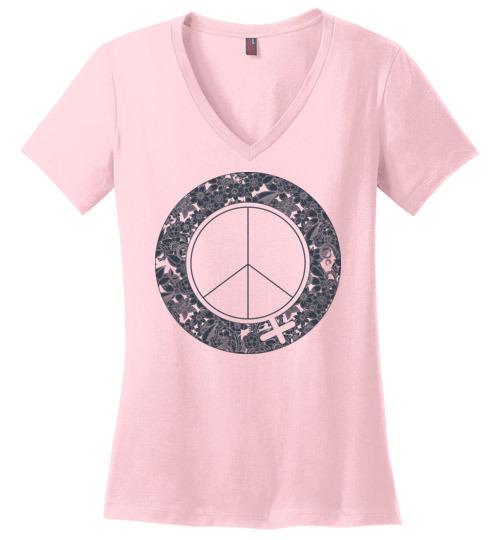 Peace Woman VNeck Tee Heyjude Shoppe Light Pink S 