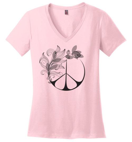 Peace In Nature - Peace Mom Vneck Tee Heyjude Shoppe Light Pink S 