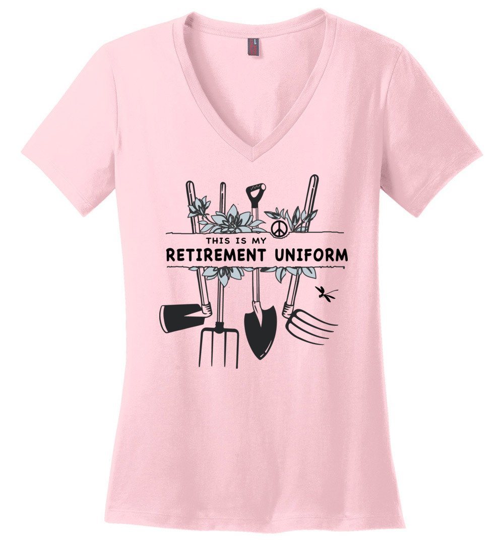 This Is My Retirement Uniform - Gardening V-neck Heyjude Shoppe Light Pink S 
