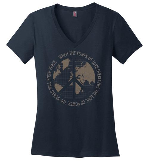 Peace Sign - The World Will Know Peace Heyjude Shoppe Navy S 