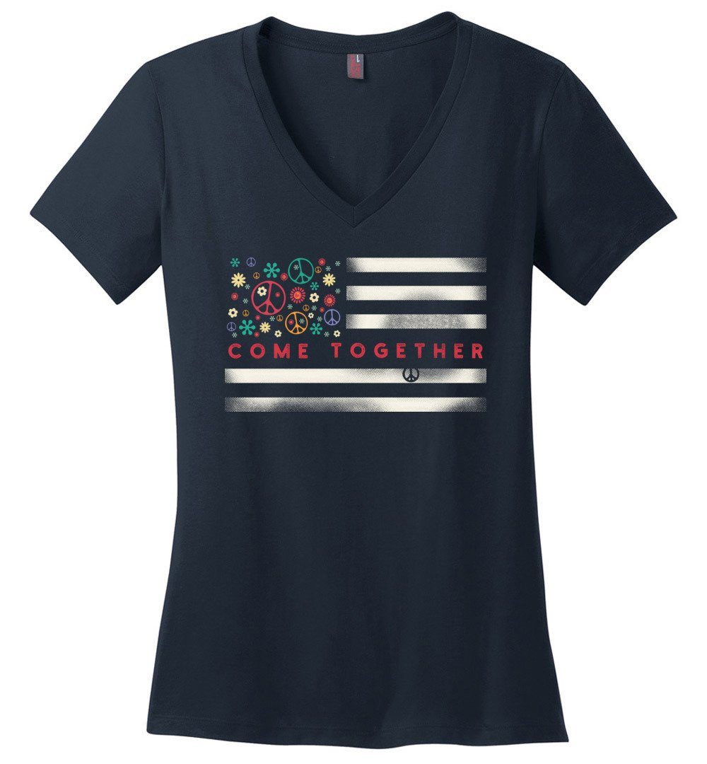 American Come Together Flag Vneck Heyjude Shoppe Navy XS 