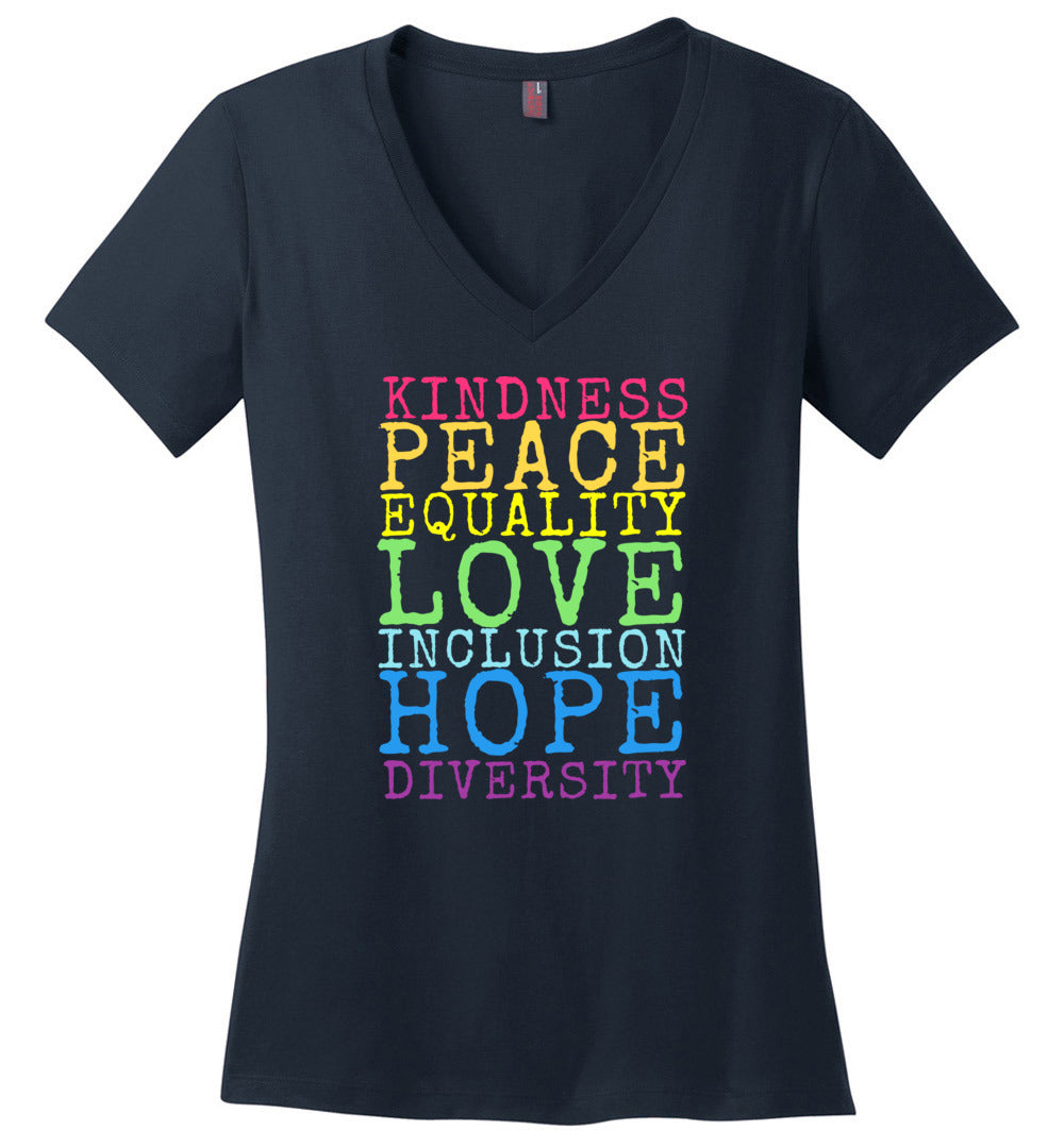 Kindness Peace Love Equality V-neck