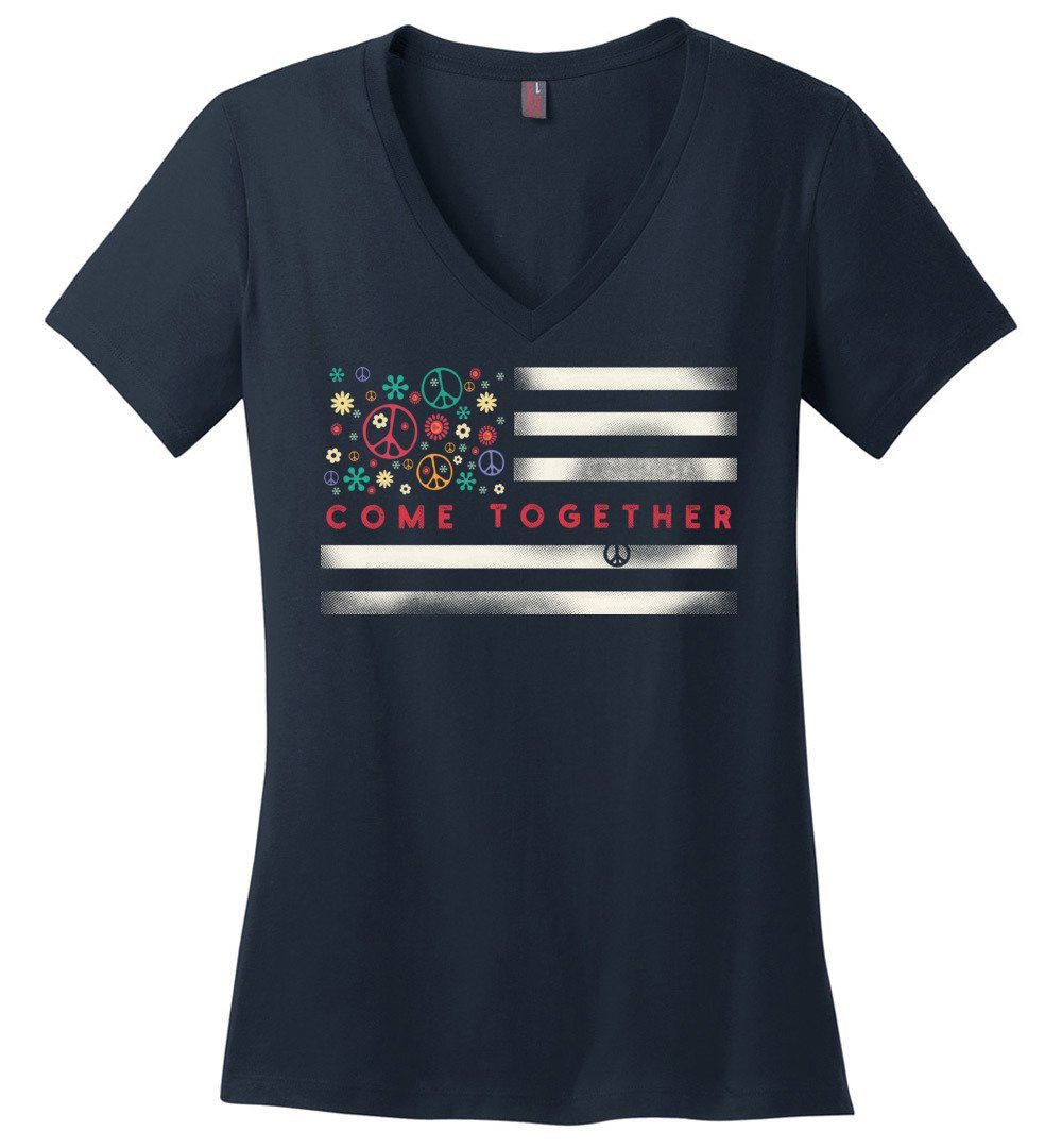 Come Together Featured T-Shirts Heyjude Shoppe Ladies V-Neck Navy XS