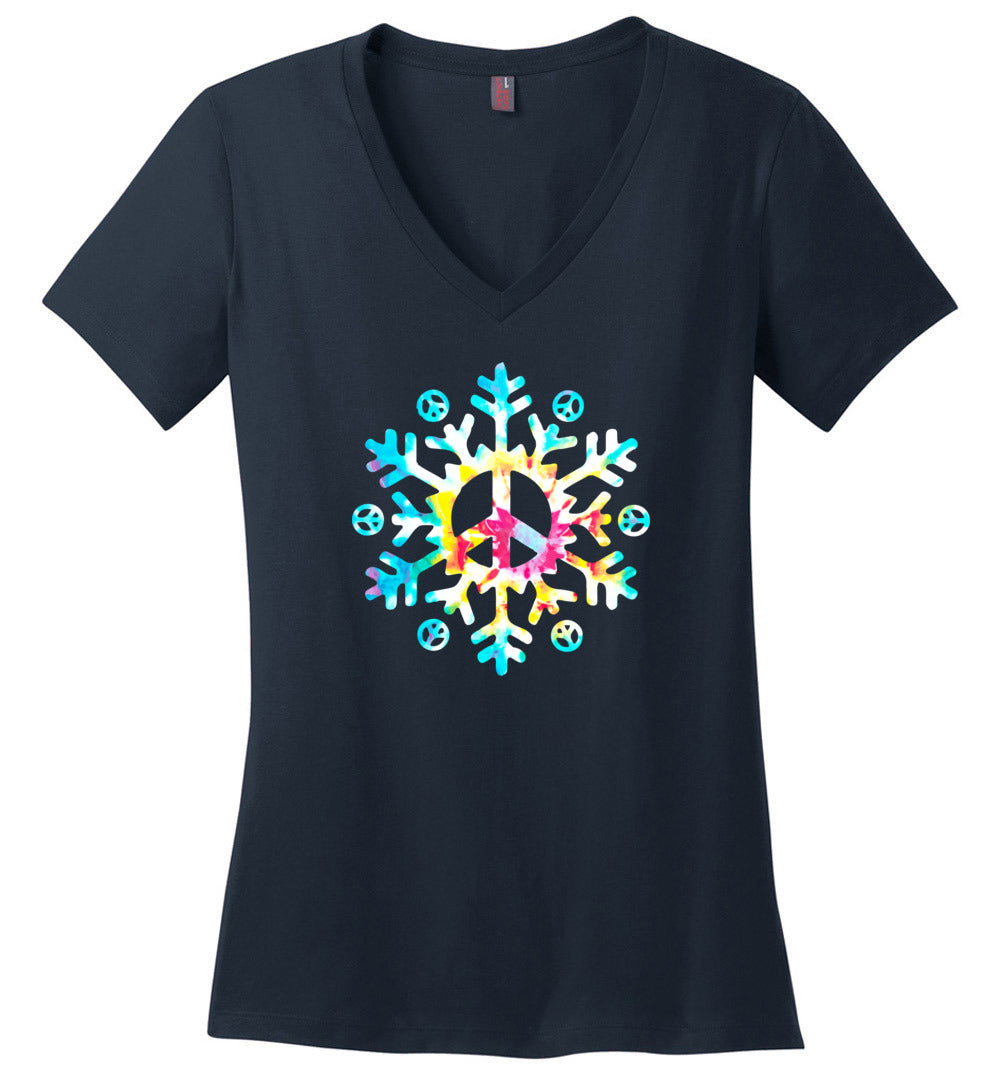 Winter Snowflake Peace Sign V-neck