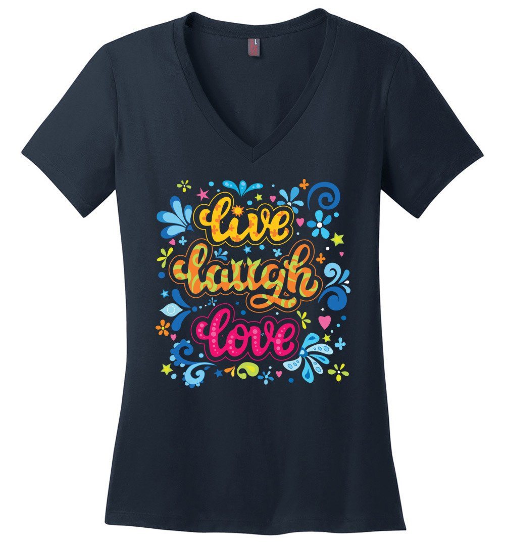 Live Laugh Love - Women's Vneck Heyjude Shoppe Navy XS 
