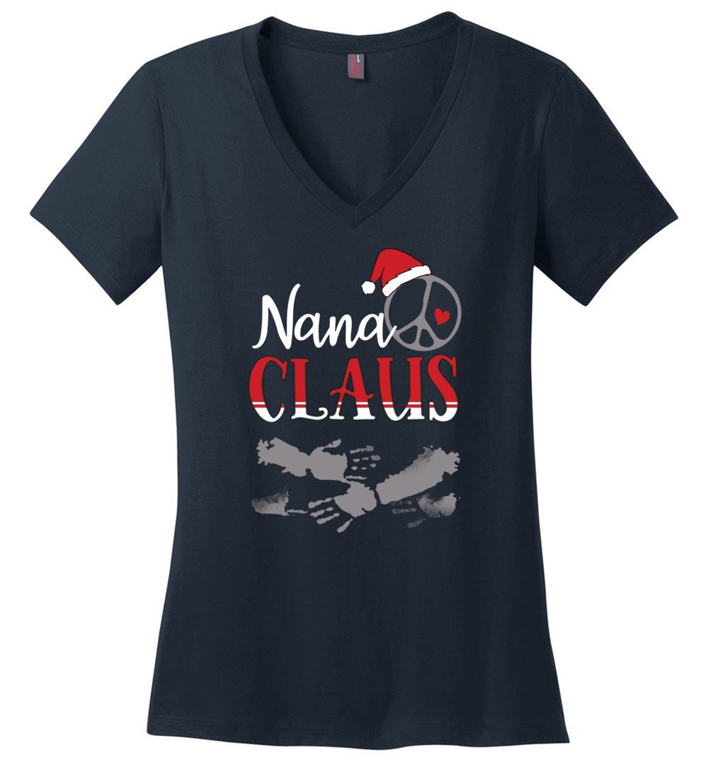 Nana Claus - Hugs A Lot - Vneck Heyjude Shoppe Navy XS 