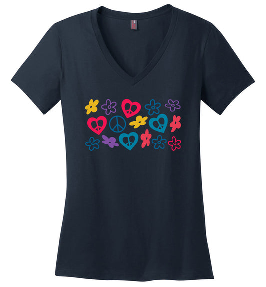 Peace Love Flowers V-necks