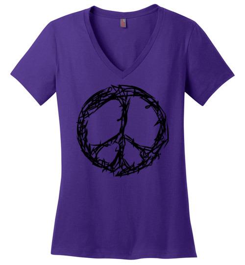 Peace Sign World Peace Love Vneck Tee Heyjude Shoppe Purple S 