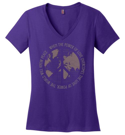 Peace Sign - The World Will Know Peace Heyjude Shoppe Purple S 