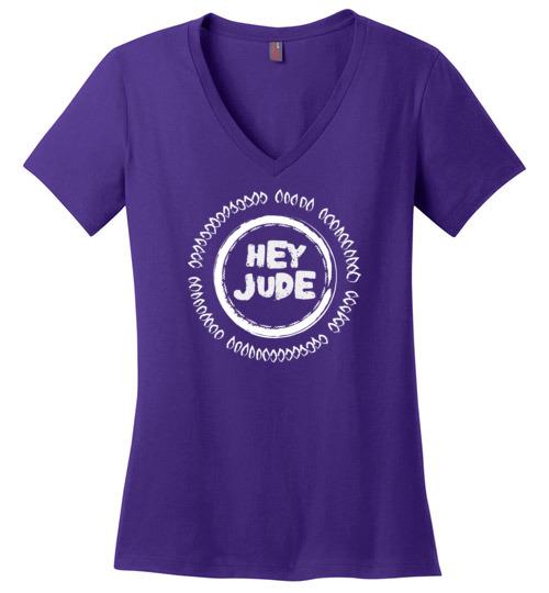 Hey Jude - Heyjude VNeck Tee Heyjude Shoppe Purple S 