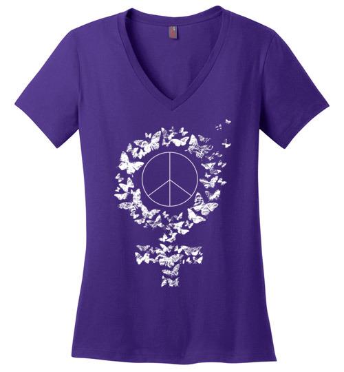 Peace Woman VNeck Tee Heyjude Shoppe Purple S 